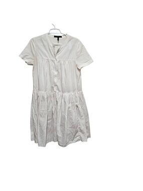 BCBGMAXAZRIA White Tiered Cotton Dress Medium Coastal Grandma